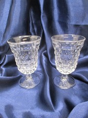 Set of 2 Vintage Fostoria American Clear Low Water Goblets 5 1/2″ Stem 2056