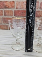 Vintage Libbey Wine Glasses Etched Frosted Roses Lot of 4