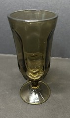 1 1970’s Vintage Duz Crystal D2Z1 Smokey Brown Water Goblet Wine Pedestal Glass