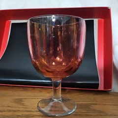 Bartlett Collins Cranberry Ruby Red Flash Water Glass Goblet Heavy Clear Stem