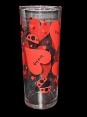 Anchoring Hocking Love Bug Lady Bug Red Heart Cylinder Cocktail Glass or Vase 6″