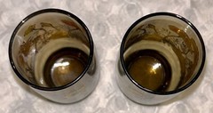 VINTAGE FLORAL Brown Yellow and Orange Juice Glass Set of 2