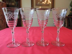 Set 4 Vtg 1940s Libbey Rock Sharpe BERKLEY #3005 Crystal Water Goblets 7 7/8″ B