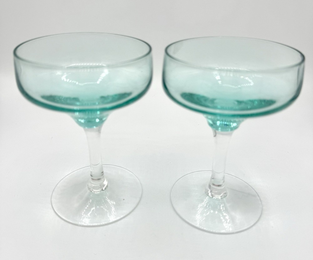 Two Vintage Mid-century Modern Japanese Sasaki Harmony Champagne Sherbet Glasses