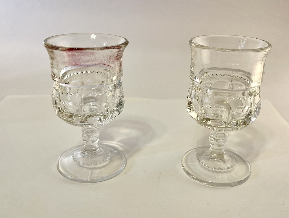 Vintage Wine Glass Cordials Kings Crown 3-5/8″ Lot of 2