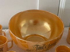 Vintage Fire King Peach Luster Tom and Jerry Punch Bowl Set 14 Piece Set