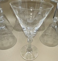 VTG Set Of Six 6 Libbey Rock Sharpe Water/Wine Goblets Gray Cut Dots Hand Blown