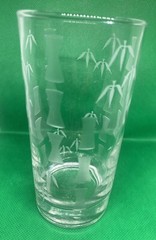 Clear Ice Tea Glass With Etched Bamboo Leaves-Classy-Elegant-Gift Or Replacement