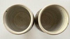 Art Pottery Wine/Water Goblets Glasses Chalise Set of 2 Drip Glaze Signed Spears