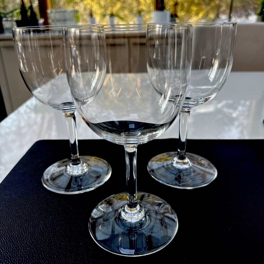Set of 3 Baccarat French Crystal Balloon Wine Glasses Approx 7 in H 3 3/8 W