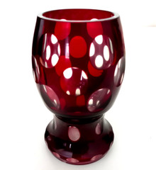 Vintage Bohemian Czech Cup Wine Cut Clear Crystal Red Glass Ruby Beautiful 5.24′
