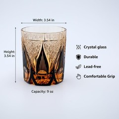 Luxury Crystal Whiskey Bar Glass Cut Tumbler Japanese Style Edo Kiriko 9oz/270ml