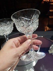 2 Cocktail Glasses American Brilliant Period Cut Glass Crystal Hoare Monarch