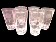 Vtg Sasaki Crystal Bar Set Cut Glass Rose Wine Liquor Highball Shot Glass Japan