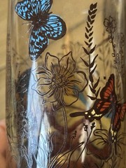 6 Libbey Tawny Garden Party Tumbler Butterfly Vntg Monarch glasses 1970’s Read