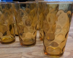 11 Vintage Hazel-Atlas «El Dorado» Amber Gold Flat Tumbler Glasses