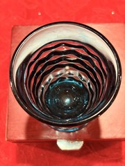 Vintage Indiana Glass Whitehall Riviera Blue Footed Juice Glass Cubist Set-8