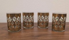 4- Vintage Culver Glass Valencia Double Old Fashioned Rocks Glasses 22k 4 1/8″