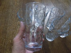 Lot Set of 6 Vtg Libbey Glassware Drinking Glasses Optic Coin Dot Bubble Tumbler