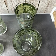 Vintage Golden Grapes Barware Glasses Grapes Columns Cera Mid Century