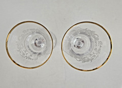 Mikasa “Antique Lace” Wine Glass Goblets 9” Tall White Floral w/ Gold Bands
