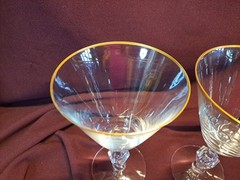 4 Tiffin Franciscan Mansfield Elegant Water Wine Crystal Goblets Diamond Stem
