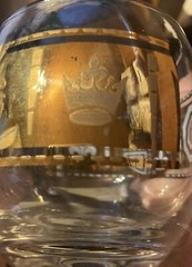 MCM mid century Pair Vito Bari Gold Roly Poly Glasses Culver Style Bar Glasses