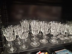 Antique Etched Starburst Glassware Set