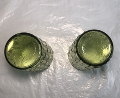 Vtg Anchor Hocking Tahiti Bamboo Pagoda Avocado Green tumblers 2 MCM tiki bar