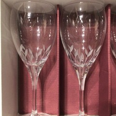 Cristal D’ Arques Set Of 4 Gray Cut Lead Crystal Glasses, 6.75” Tall 6oz.