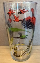 Hazel Atlas Pheasant VTG Glass Tumbler Hunter White Bird Dog Vintage 24 oz 6.6”