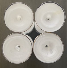 White Frosted Glasses With Stem and Gold Trim Floral Design Vintage 6 3/4″