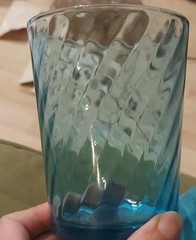 Hazel Atlas Aqua Blue Swirl Juice Tumbler 8 oz Whiskey Rocks Glass Bar Ware