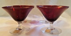 Glasses Morgantown Low Sherbet Champagne Ruby Red Flared Set of 4