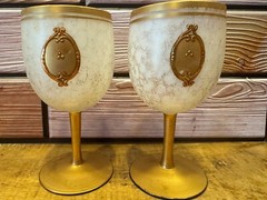 MCM 1950s Imperlux Satin Crystal Cordial Glasses with 22k Gold Leaf (Set of 2)