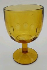 Bartlett Collins Amber Thumbprint Footed Stemmed Water Goblet Set of 4
