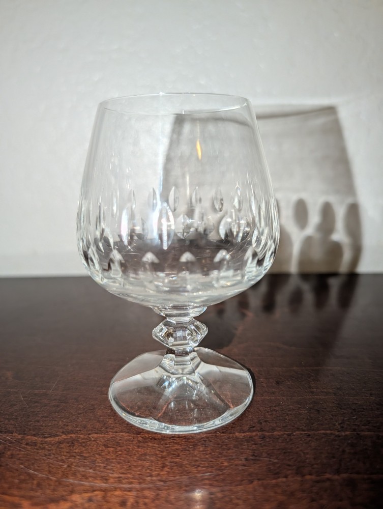 Vintage Cut Crystal Cognac Glass 4.5” Brandy Snifter Vertical Groove Design 70s