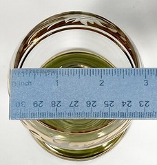 2 Vtg Roemer Hock Wine Glasses Etch Floral Green Gold Prunts Hollow Stem 5 1/2″