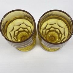 Georgian Honeycomb Tumbler Goblet Footed Pressed Glass Anchor Hocking Vntage MCM
