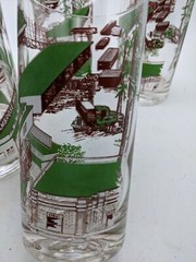 Set of 5 Vintage Glasses Ambrose Mill and Lumber of Santa Barbara CA. Barware