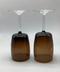 Gorham Crystal Autumn Water Glass/Goblet, Clear Stem w/Brown, Wine, 7″