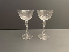 2 Stemware Libbey Rock Sharpe Buckingham Glass 1008 Stem 6.5 Champagne Sherbet