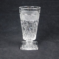 2 Imperial Cape Cod Clear Concave Juice Glass Footed Square Bottom Vintage 5.25″