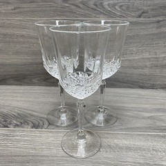 Vintage 24% Full Lead Crystal Wine Drink Glasses Goblets Made In USA Set Of 3