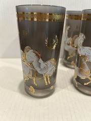 8 Vintage MCM Culver Ming Smokey Stallion Horse Gold 5.5″ HIGHBALL GLASSES