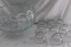 Vintage L.E. Smith Old Dominion Punch Bowl 12 Cups Floriform Tulip Diamonds