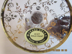 MURANO~24KT GOLD~GILDED FLORAL~GLASS CHAMPAGNE/ WINE FLUTE~LABEL ON BOTTOMS