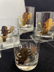 Vintage Culver Cherub Glasses, Set Of 4, Gold 22kt, Mid Century