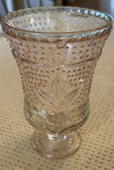 VTG pink embossed hobnail glass tumbler, Bud Vase, Decorative Art Glass