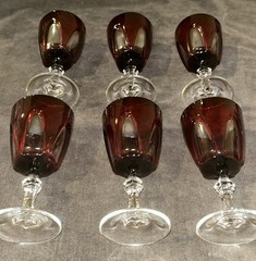 Cristal d’Arques Durand GOTHIC ARCH Ruby Red SET 6 Cordial Whiskey Glasses 3.25”